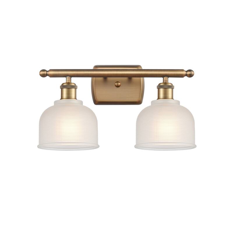 Innovations Lighting Dayton 2 Light 16" Wide Bathroom Vanity Light - Brushed Brass / White