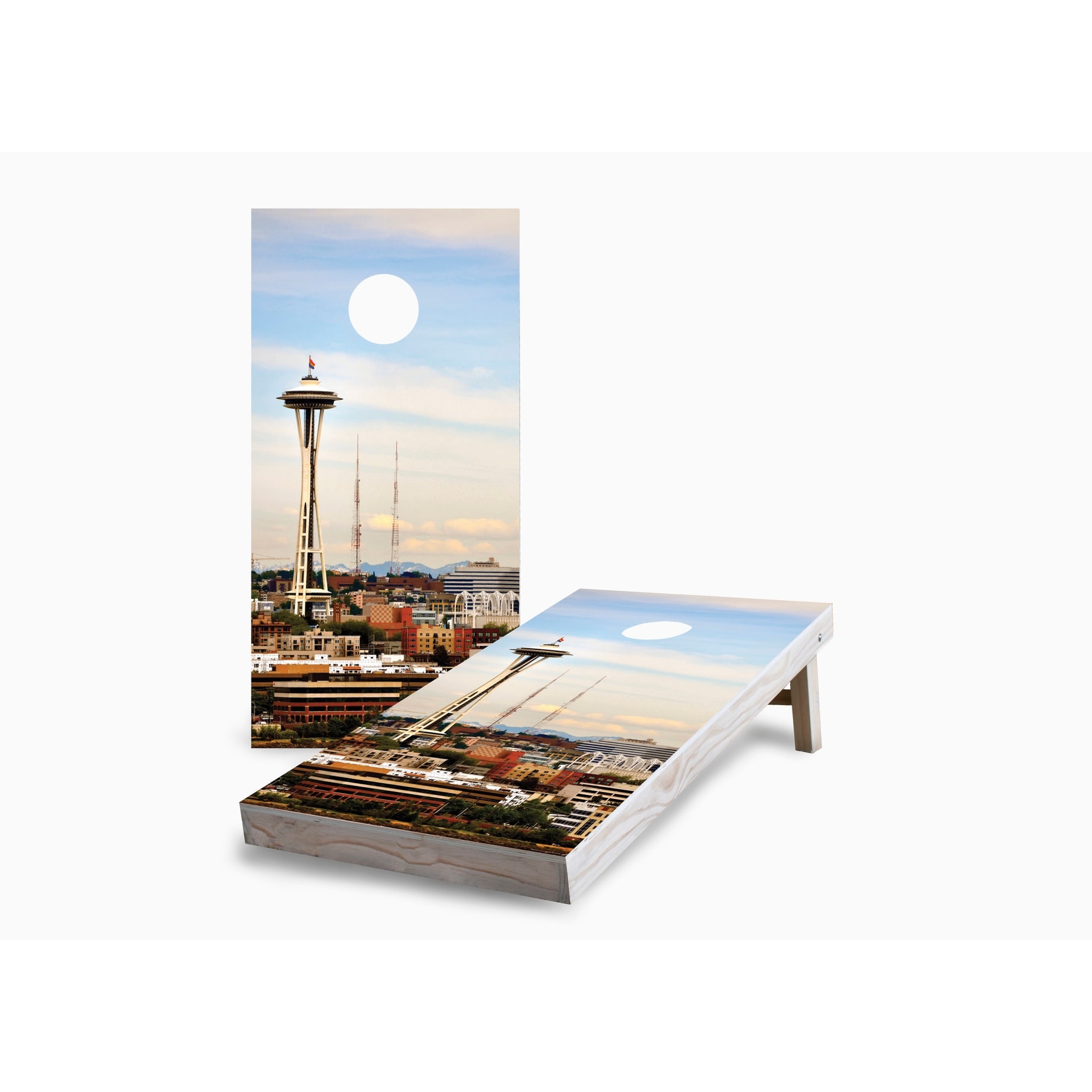 Seattle Corn Hole Board Set w Case & Lights