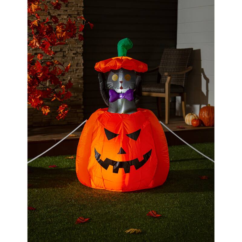 4ft Everinflatable, Black Cat in Jack-O-Lantern