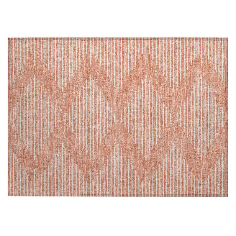 Machine Washable Indoor/ Outdoor Modern Stripe Chantille Rug