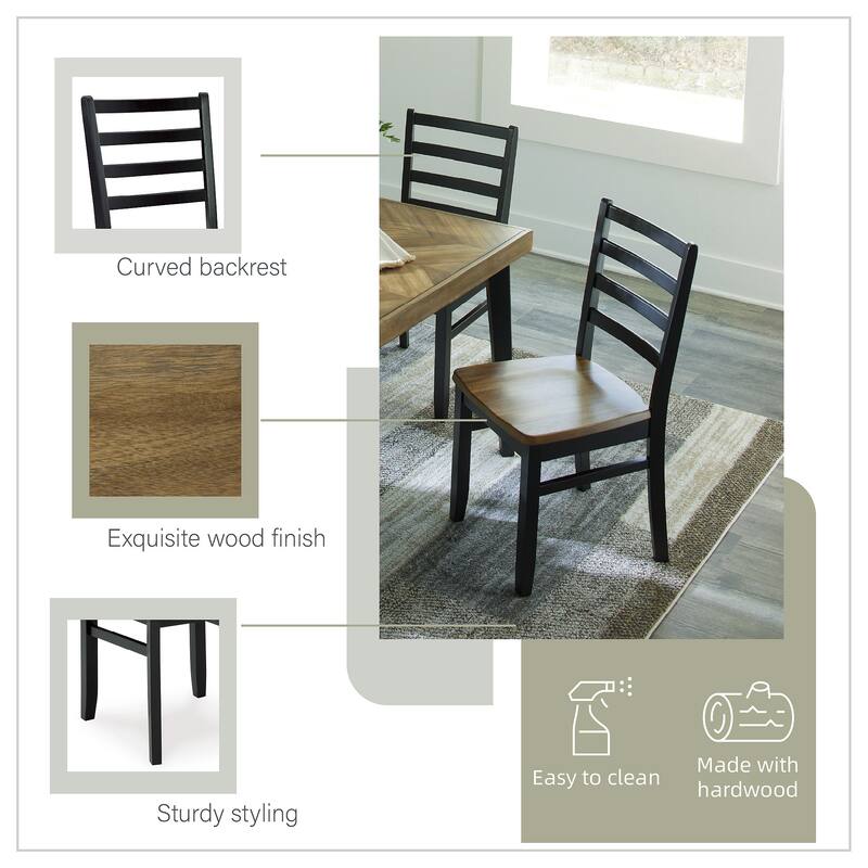 Signature Design by Ashley Blondon Black/Brown Dining Table and 6 Chairs (Set of 7)