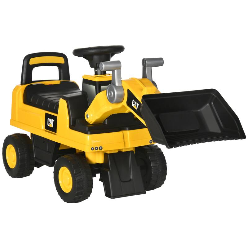 Aosom CAT Licensed Ride-on Excavator for Kids with Manual Shovel, Yellow