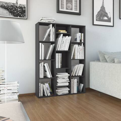 Room Divider/Book Cabinet Gray 39.3"x9.4"x55.1" Chipboard