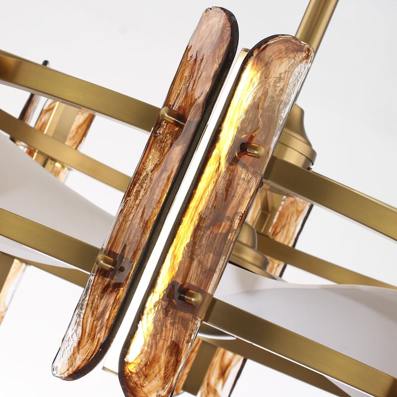 Ceiling Fan 32" Perimost 3-Blade Modern Gold Glass LED