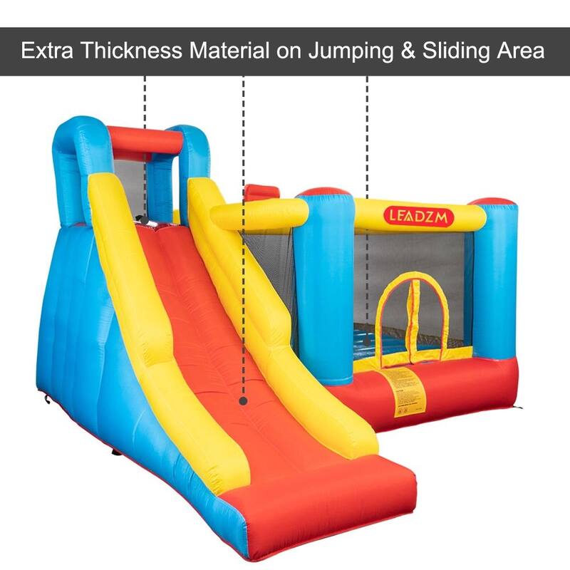 Leadzm Kids Inflatable Bounce House Safety Jumper Slide with 450W Blower