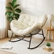 preview thumbnail 16 of 32, Indoor Deep-seating Rocking Papasan Chair, Rocking Chair Outdoor, 450 lbs Outdoor Rocking Chair, Oversized Rocker Chair 1 PC-Beige