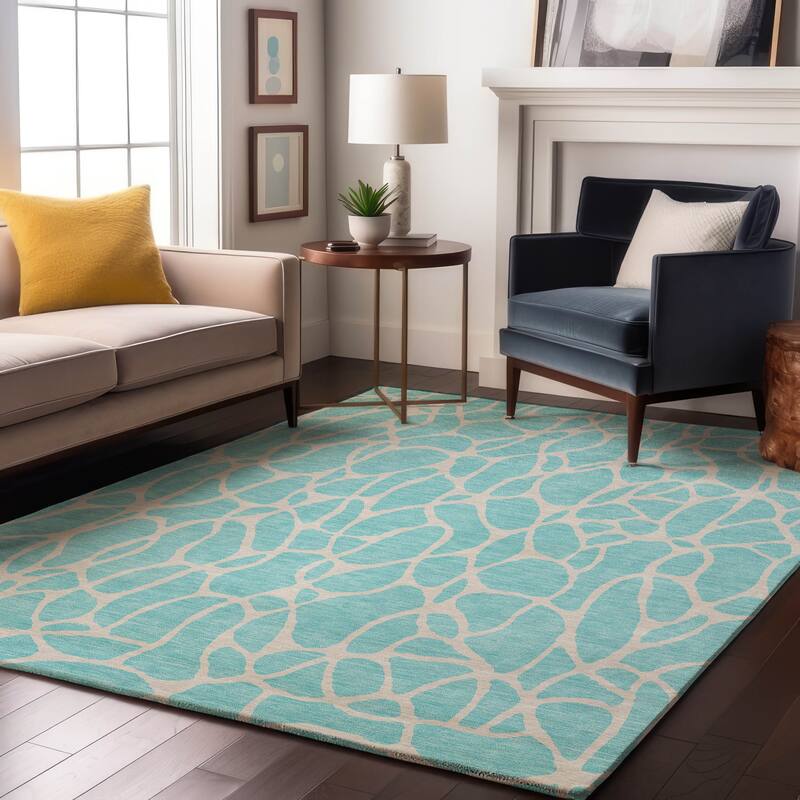 Premium Washable Super Soft Contemporary Ellie Mayfield Rug - Aqua - 3' x 5'