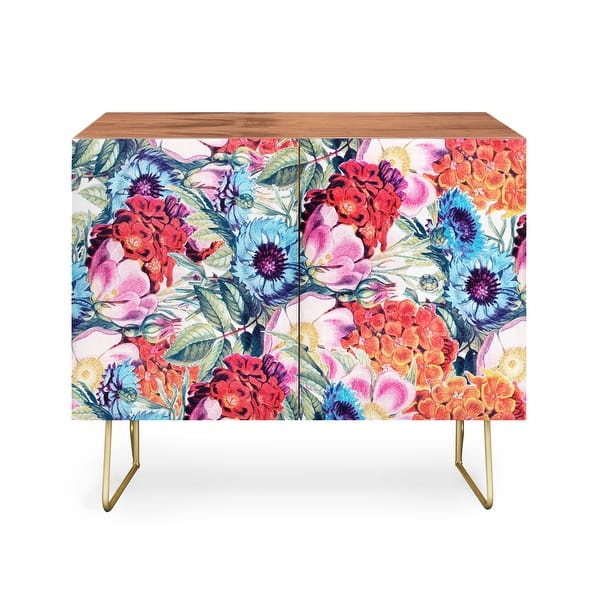 slide 2 of 14, Deny Designs Neon Bloom Credenza (Birch or Walnut, 2 Leg Options)