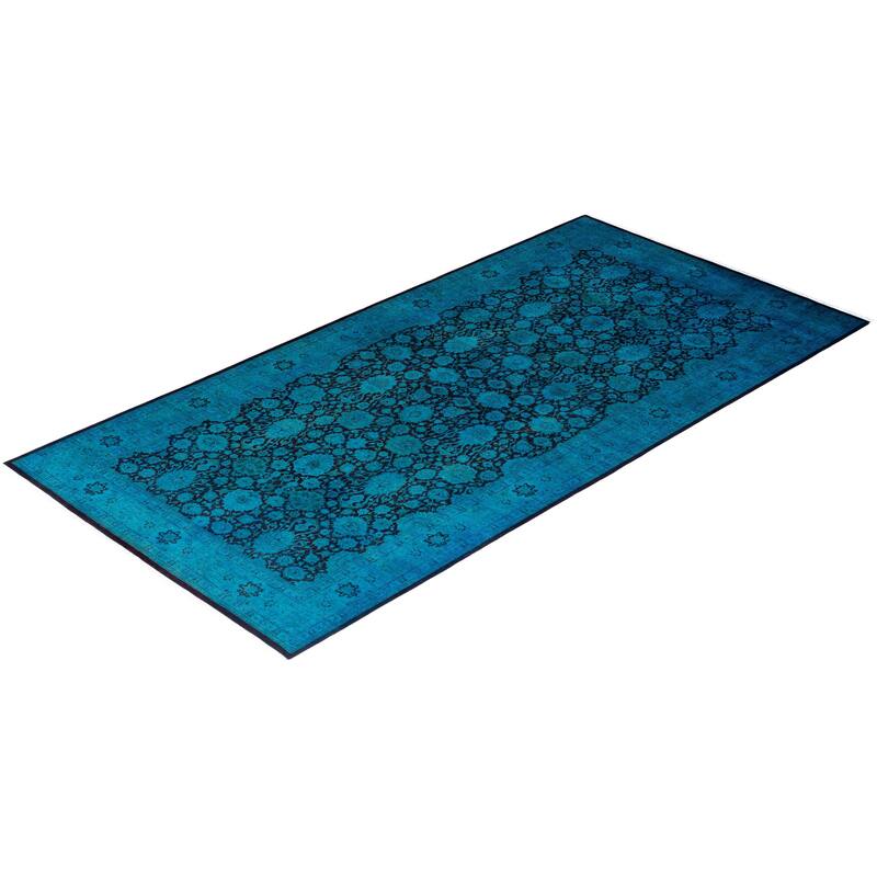 Fine Vibrance One-of-a-Kind Hand-Knotted Runner Rug - Blue, 6' 3" x 12' 6" - 6' 3" x 12' 6"