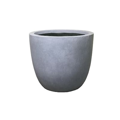 Kante 9 in. H Concrete and Fiberglass Round Bowl Planter, Outdoor Indoor Large Planters Pots with Drainage Hole