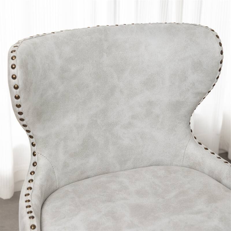 Modern Faux Leather Tufted Nailhead Trim Counter Stool Set of 2
