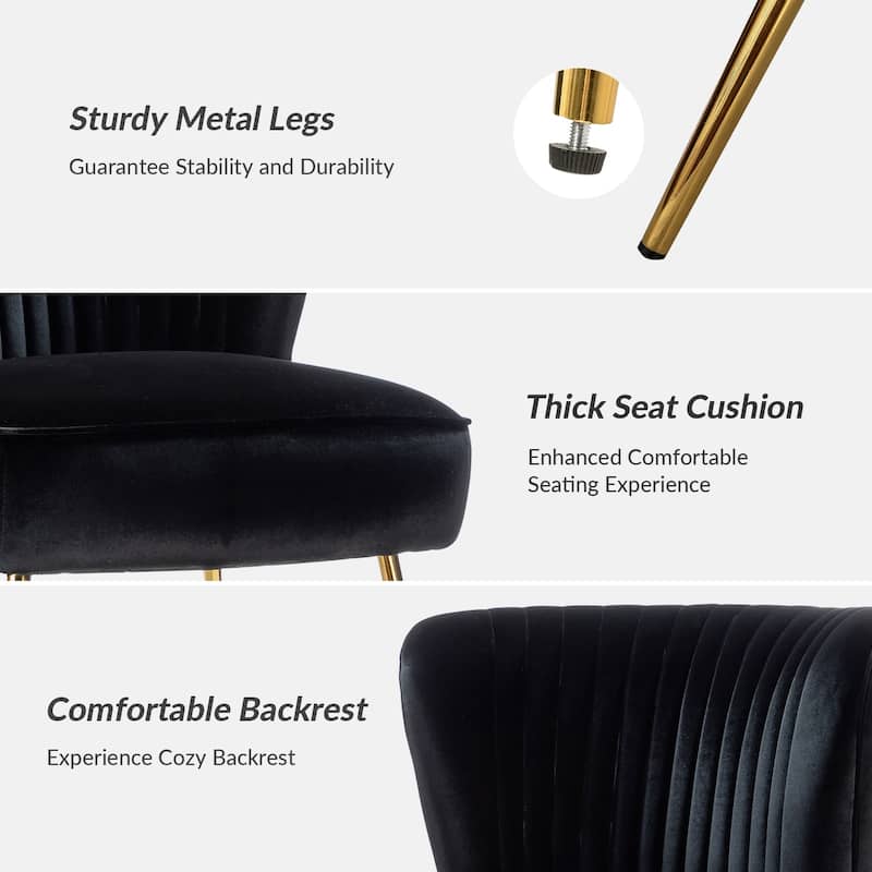 Monica 22''W Upholstered Modern Tufted Accent Side Chair with Gold Legs by HULALA HOME