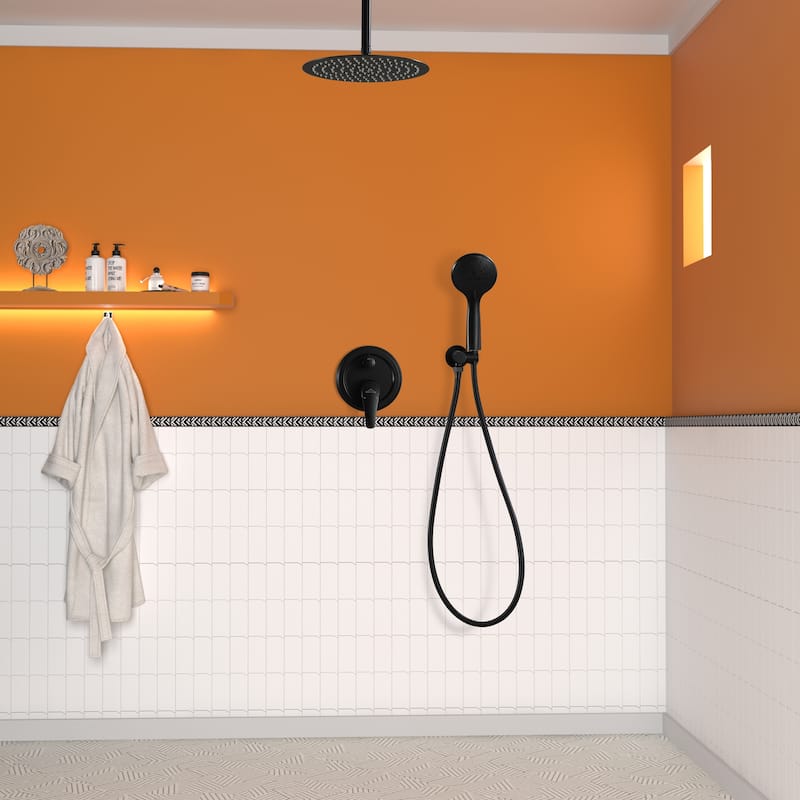 5-Spray Patterns with 2.5 GPM 12 in. Ceiling Mount Dual Shower Heads with Valve Included