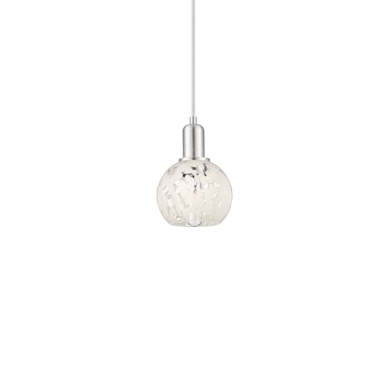 Innovations Lighting 716-1P-9-6 White Mouchette Pendant White - Brushed Satin Nickel / White Mouchette