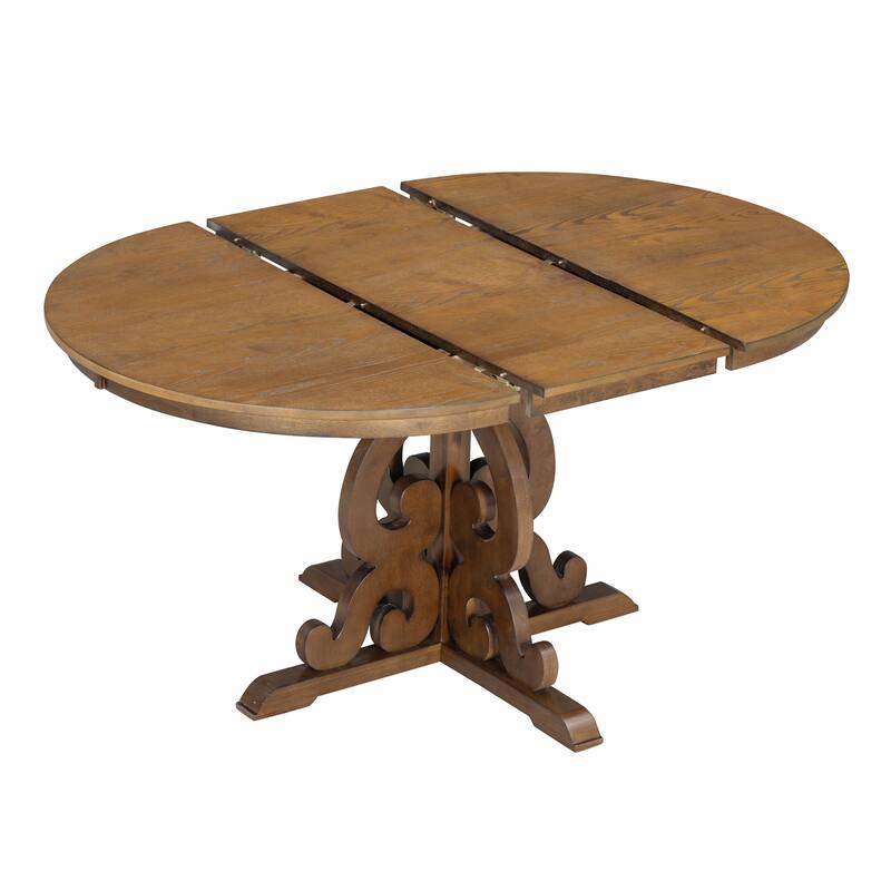Walnut 5-Piece Wooden Dining Table Set with Extendable Table & 4 Chairs