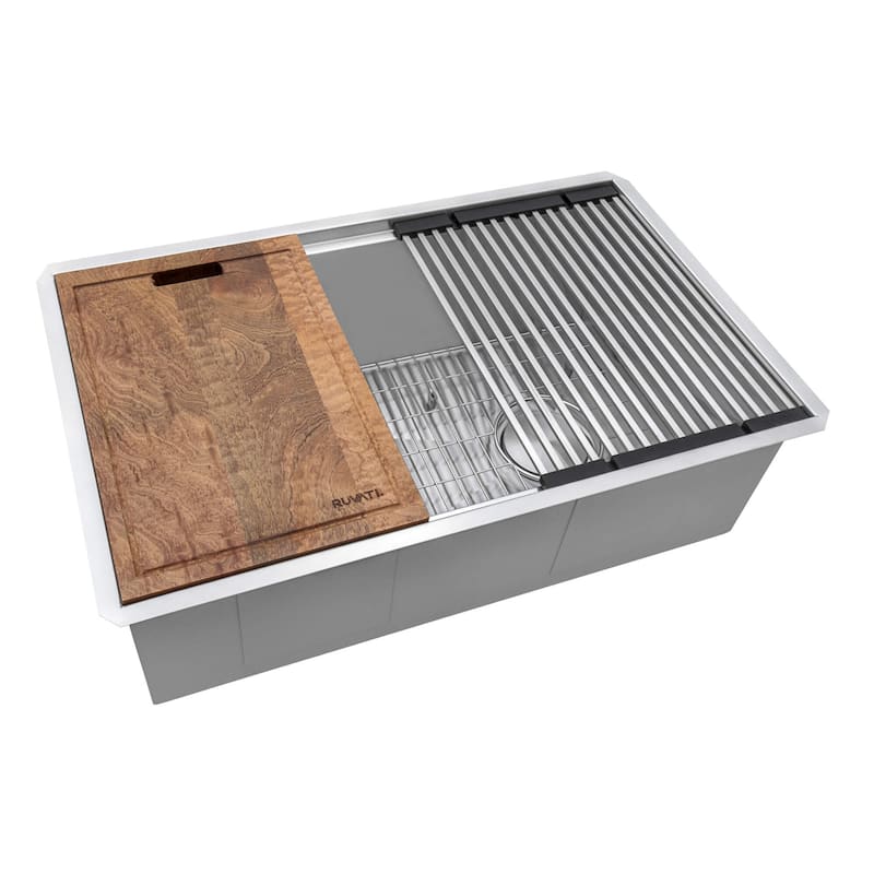 Ruvati 27-inch Workstation Slope Bottom Offset Drain Undermount 16 Gauge Kitchen Sink - 27" X 19" - 27" X 19"