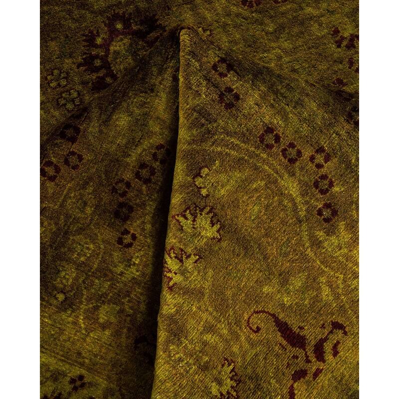 Overton Hand Knotted Wool Vintage Inspired Modern Contemporary Overdyed Brown Runner Rug - 3' 0" x 10' 8"