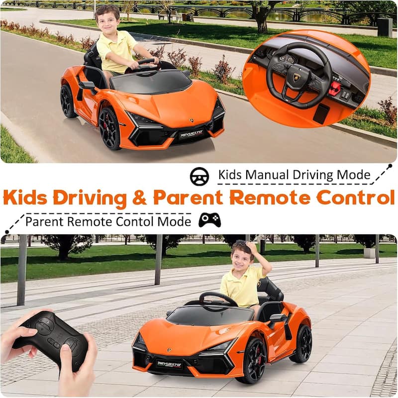 12V Kids Ride On Car, Licensed Lamborghini Revuelto Electric Car for Kids