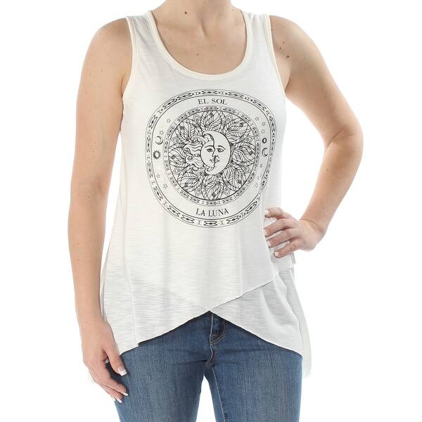 Shop Belle Du Jour Womens Ivory Sleeveless Scoop Neck Top Size S