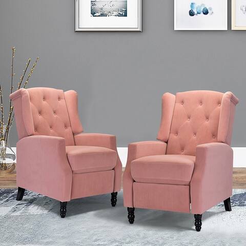 Debora Wingback Button Tufted Push-back Recliners (Set of 2)