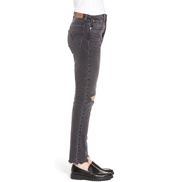 black ripped jeans womens levis