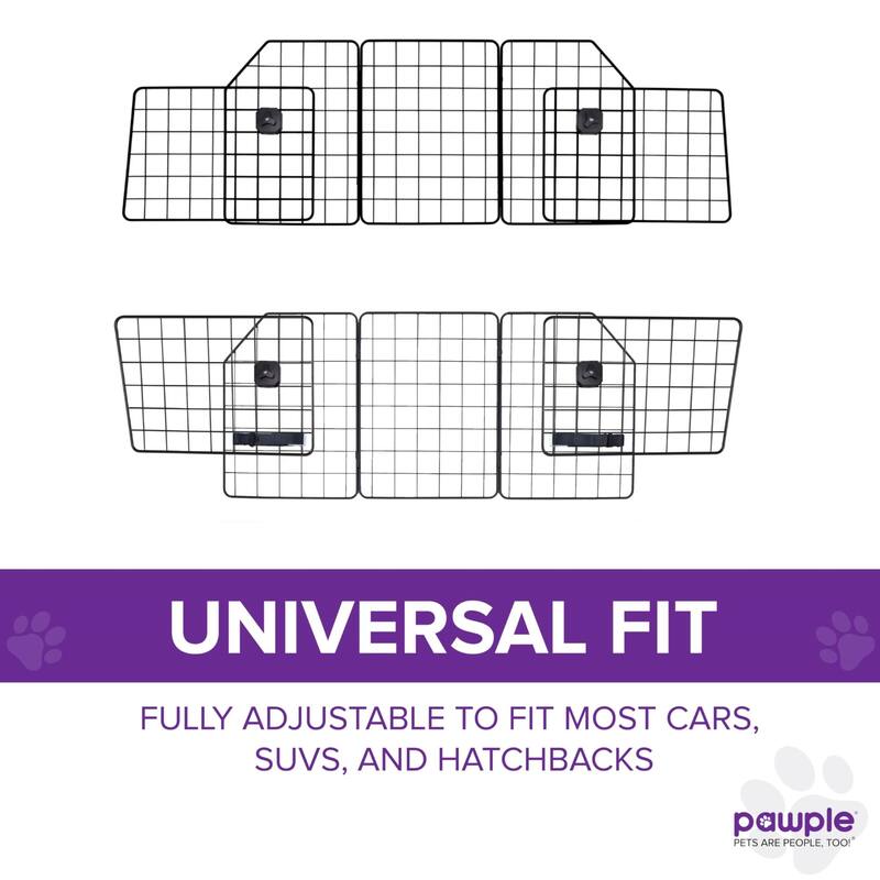 Pawple Adjustable Dog Car Barrier – Heavy-Duty Mesh Pet Divider for Cars - Black