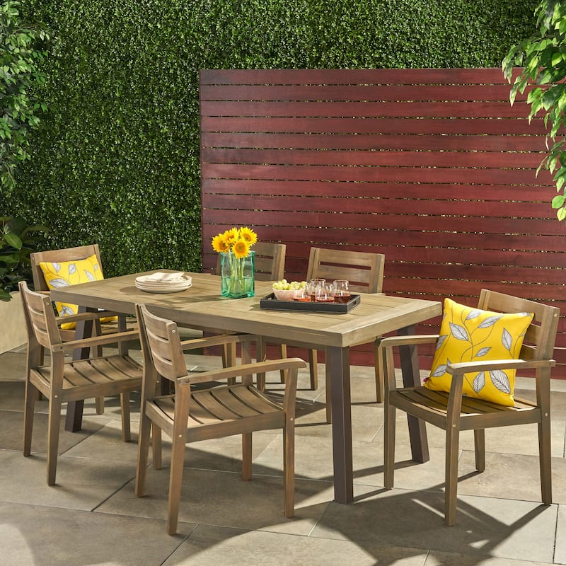 Avon Acacia Outdoor 7-piece Patio Dining Set by Christopher Knight Home - Gray