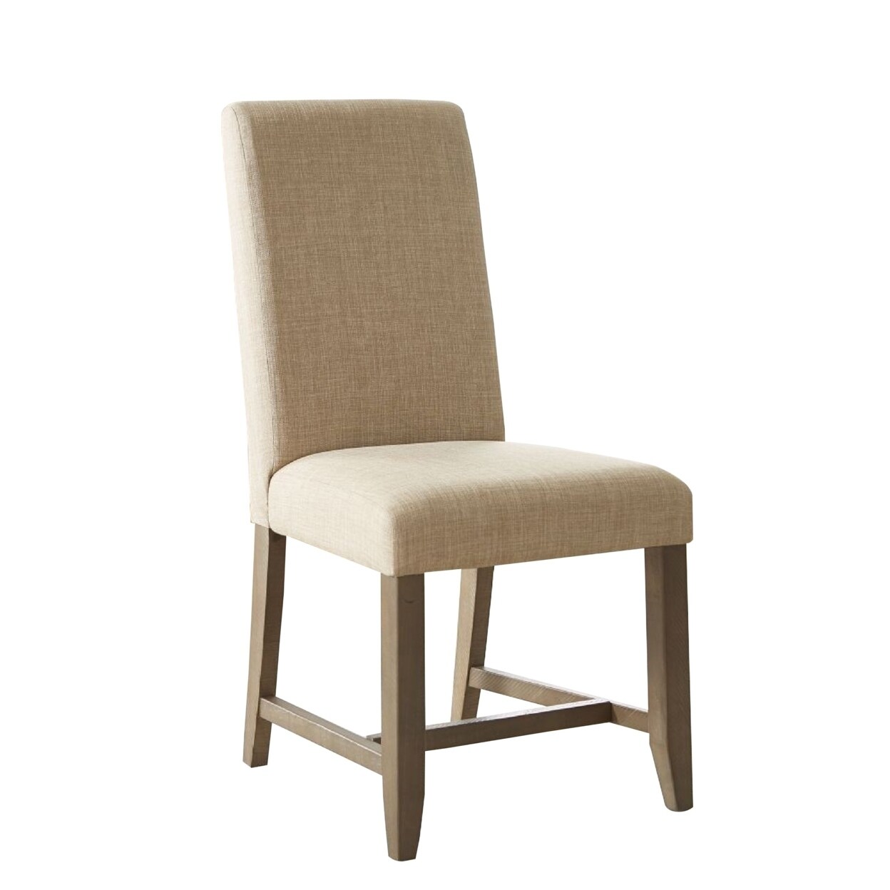 Cher 40 Inch Upholstered Beige Dining Chair Brown Wood Legs
