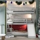 preview thumbnail 2 of 15, Elegant Full-Over-Full-Over-Full Triple Bed with Built-in Ladder, Convertible Slide and Guardrails, Maximized Space, White