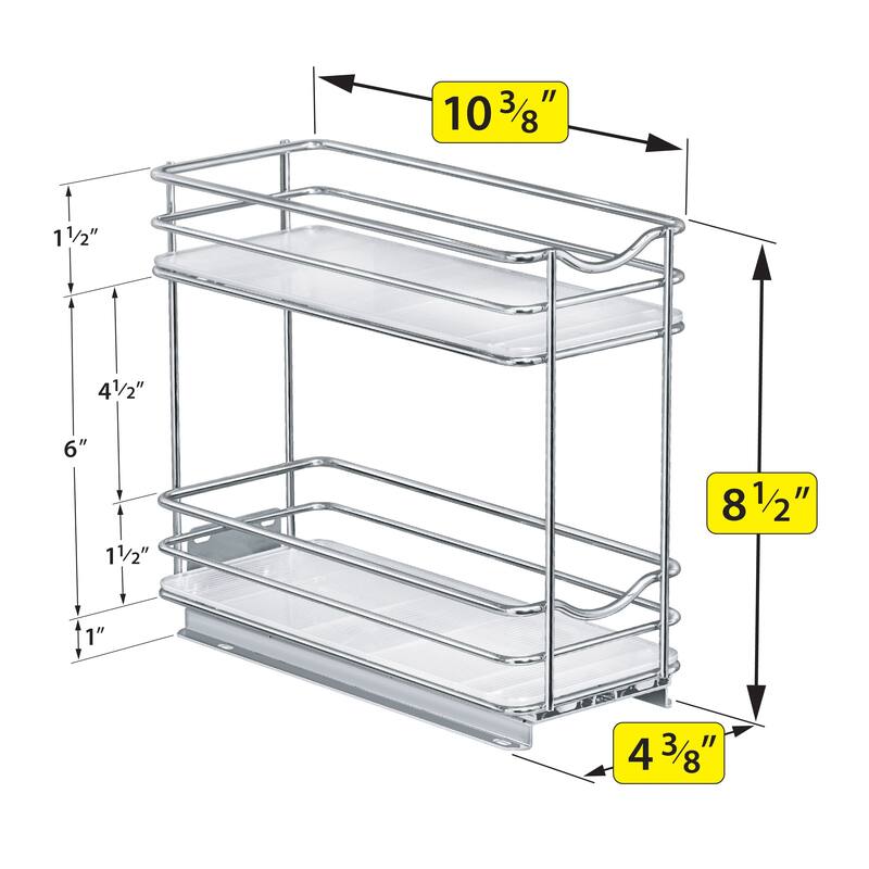 LYNK PROFESSIONAL® Pull Out Spice Rack Organizer for Cabinet - 4-1/4 inch Wide - Lifetime Limited Warranty - 2 Tier, Chrome