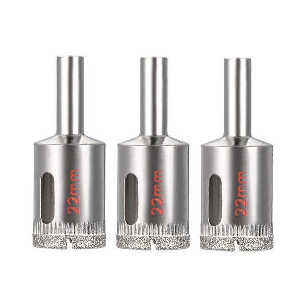 3 Pcs 22mm Diamond Grit Hole Saw Drill Bit for Glass Porcelain Ceramic Tile - 22mm,3pcs