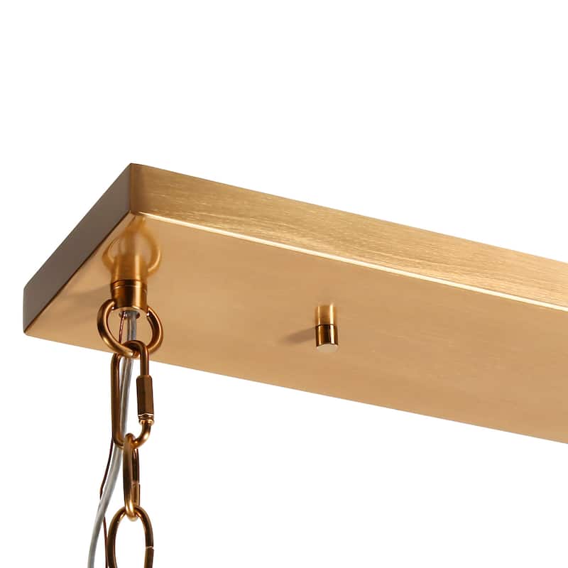 Modern Gold 6-Light 54-IN Linear Chandelier Glass Kitchen Island Lights for Dining Room - W 54" x H 22.4"