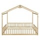preview thumbnail 14 of 18, Kid Bed Frame Double Twin Size Floor Bed with Fence and Guardrails without Door