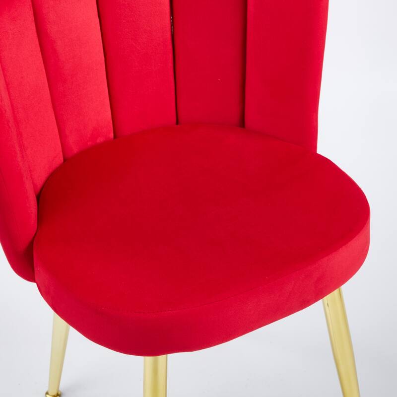 Modern 2 Piece Velvet Kitchen Dining Chairs with Cushions, Gold Metal Legs, Backrest for Dining Room Kitchen Living Room Bedroom