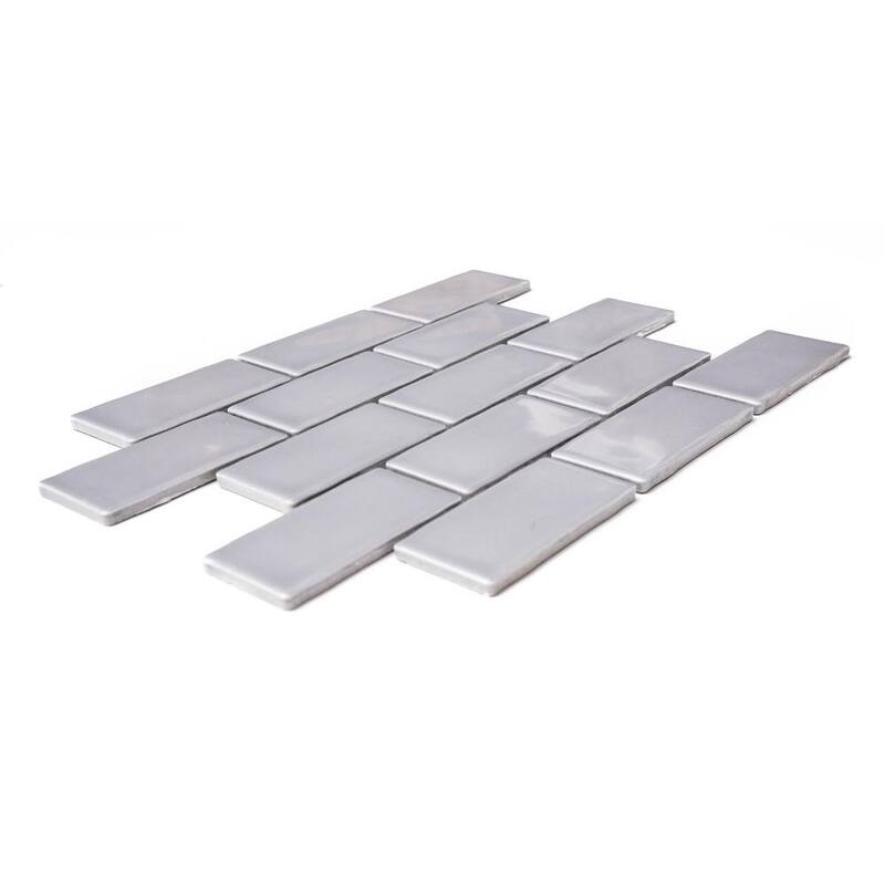 Metro 12x11 Glossy Porcelain Subway Mosaic Tile - Wall, Backsplash