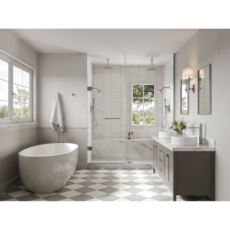 Shower System 10 & 6 in. Dual Rainfall Shower Head Faucet Set with Handheld Pressure Balance Valve Trim Kit