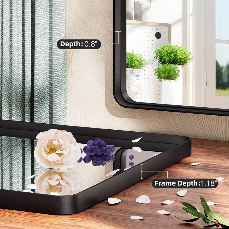 Stylish Rounded Aluminum Framed Bathroom Mirror – Full Length Wall Accent Mirror for Elegant Home Decor