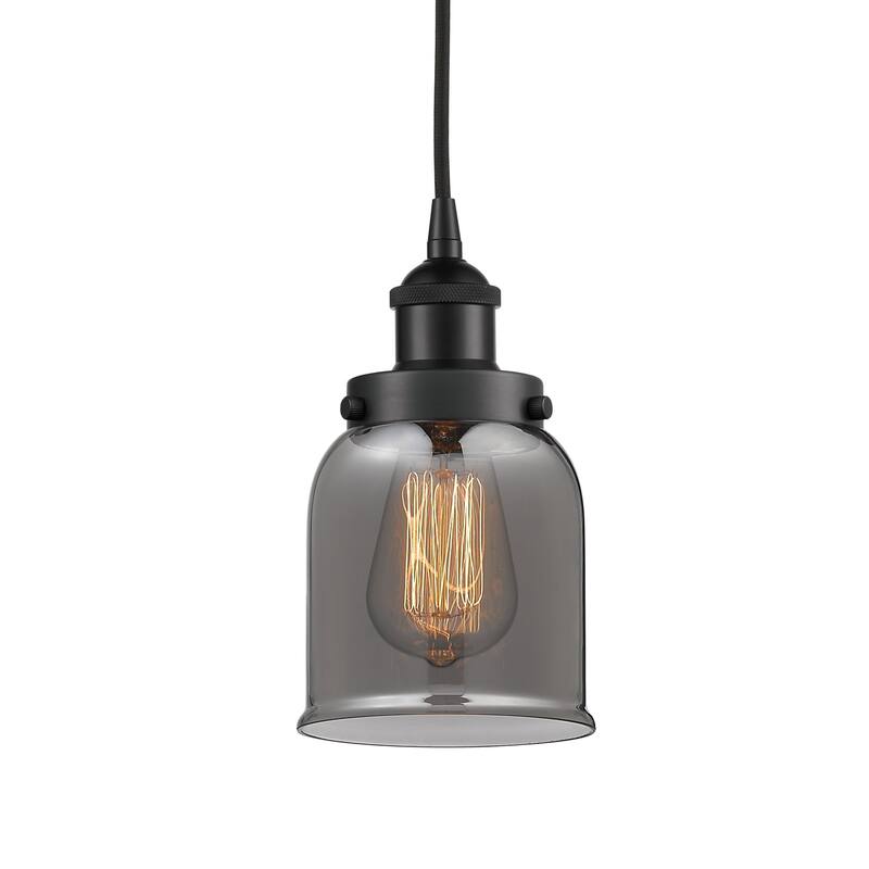 Innovations Lighting 616-1PH-10-5 Bell Pendant Bell 5" Wide Mini - Matte Black / Plated Smoke