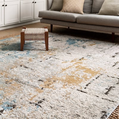 Alexander Home Keara Brushstroke Abstract Distressed Contemporary Rug