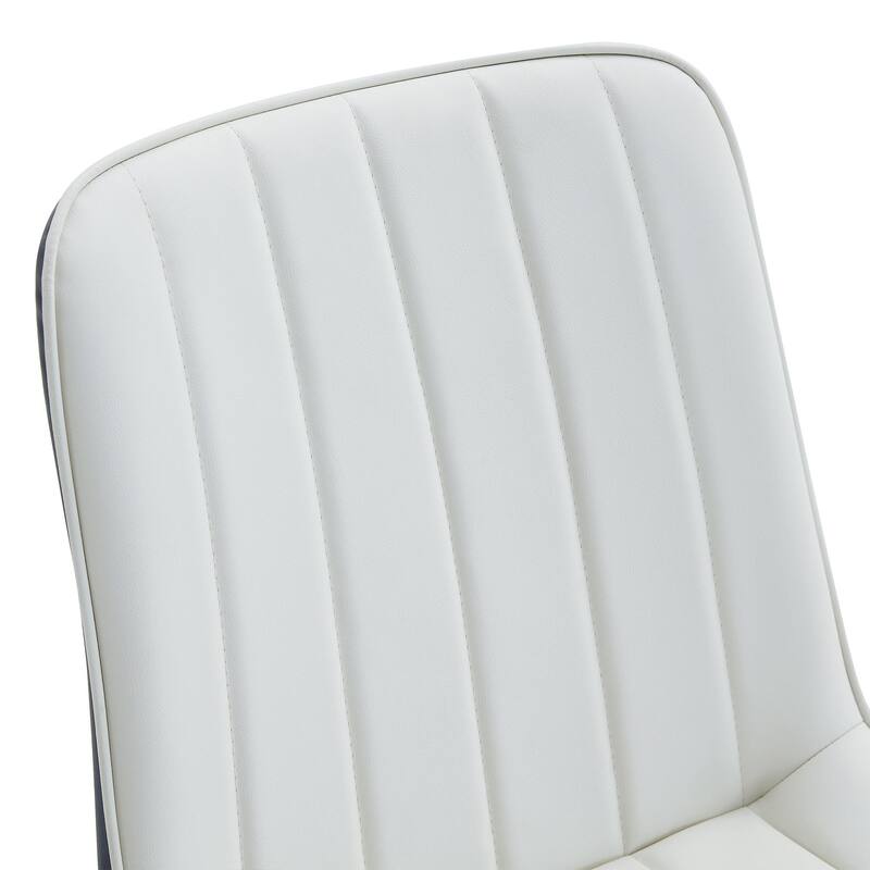 Extended Seat Cushion Pu Dining Chair Set-Four Pieces.Smooth Line Design,Integral Metal Leg Structure