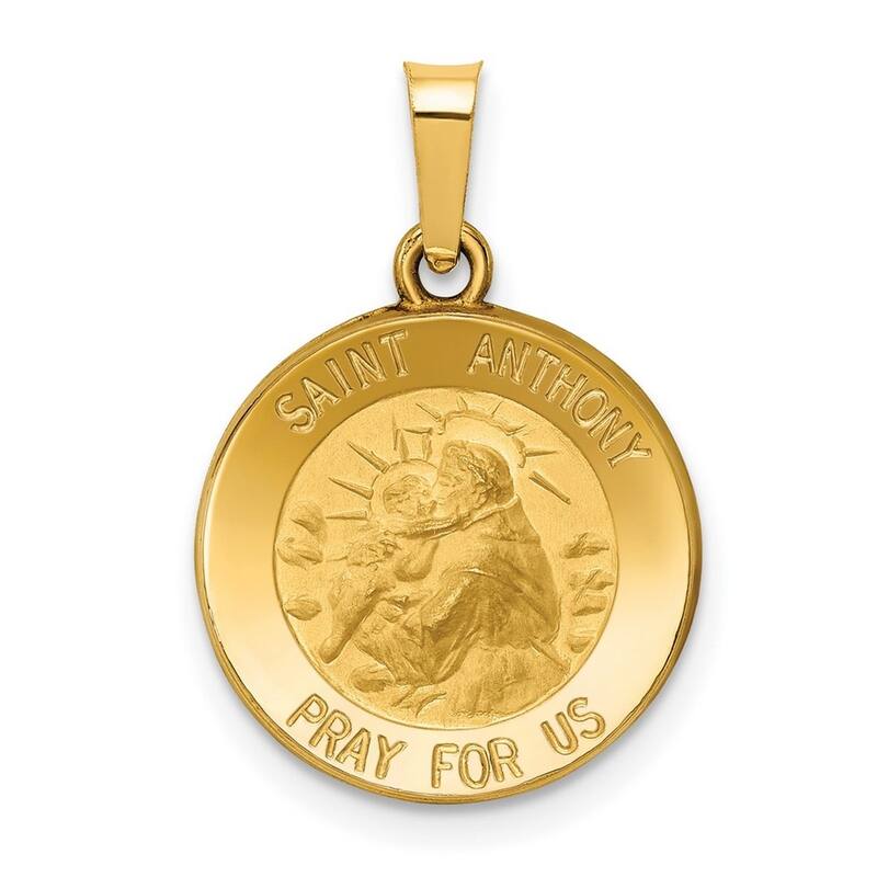 Curata 14k Yellow Gold 18" Satin St. Anthony Medal Pendant Necklace