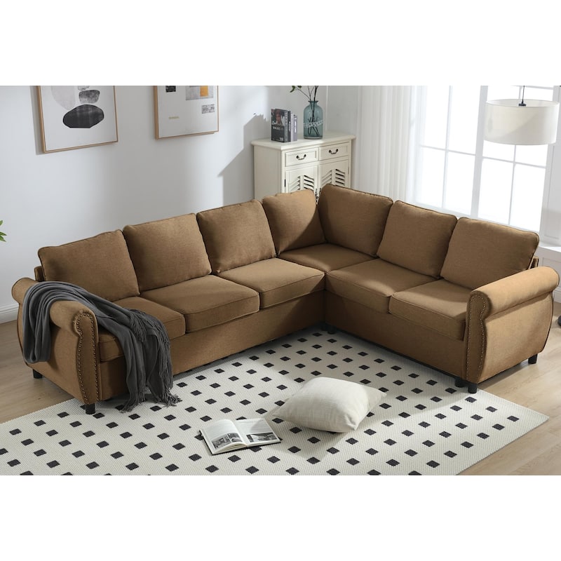 104" Polyester L-Shaped Sleeper Sectional Sofa