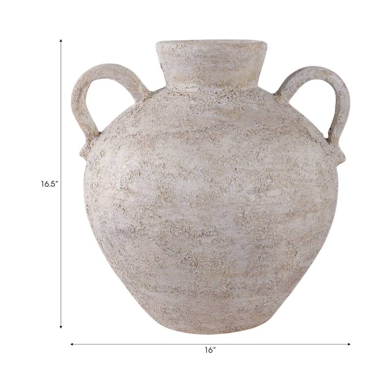 Terracotta Vase Handcrafted Double Handles Timeless Decorative Accent