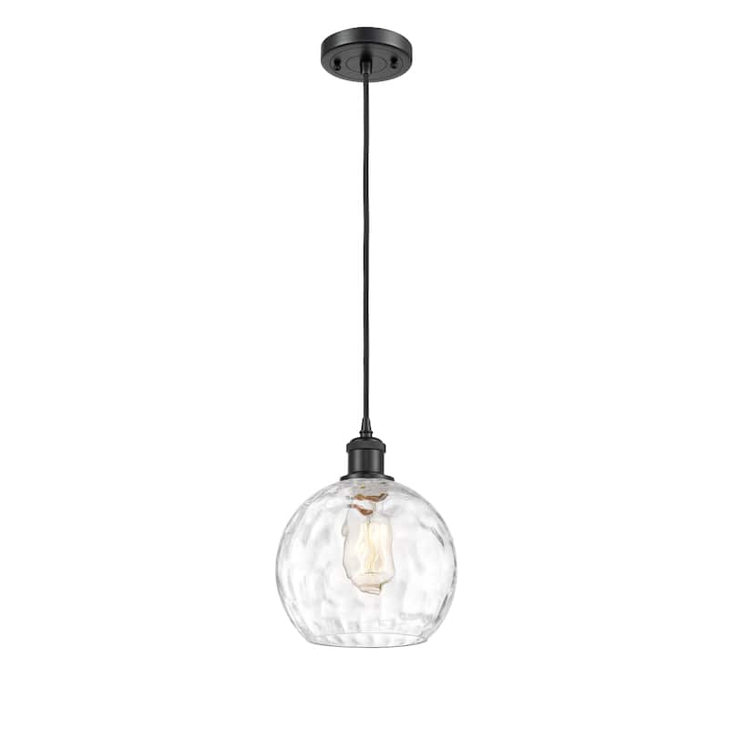 Innovations Lighting Ballston Athens Water Glass 1 Light 8" Cord Hung Mini Pendant - Matte Black