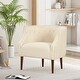preview thumbnail 1 of 16, Modern Club Chair with Button-Tufted Back & Tonal Piping - Contemporary Upholstered Tub Chair with Sturdy Birch Wood Legs Beige