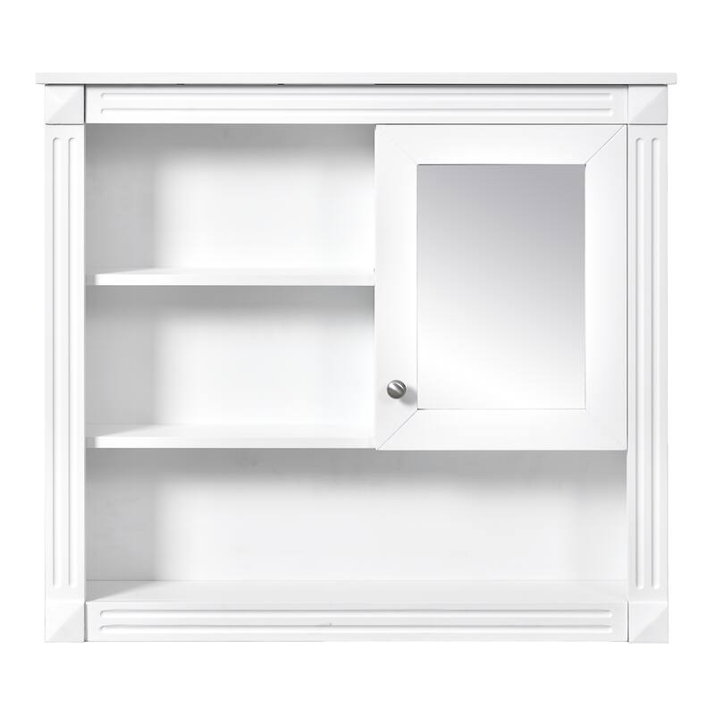 GDFStudio - Wilford Modern Wall-Mounted Bathroom Storage Cabinet with Mirror Door and Adjustable Shelves - 32"W