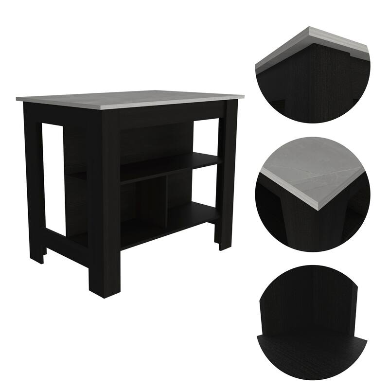 Kitchen Island,Storage Island with Four Legs and Three Shelves
