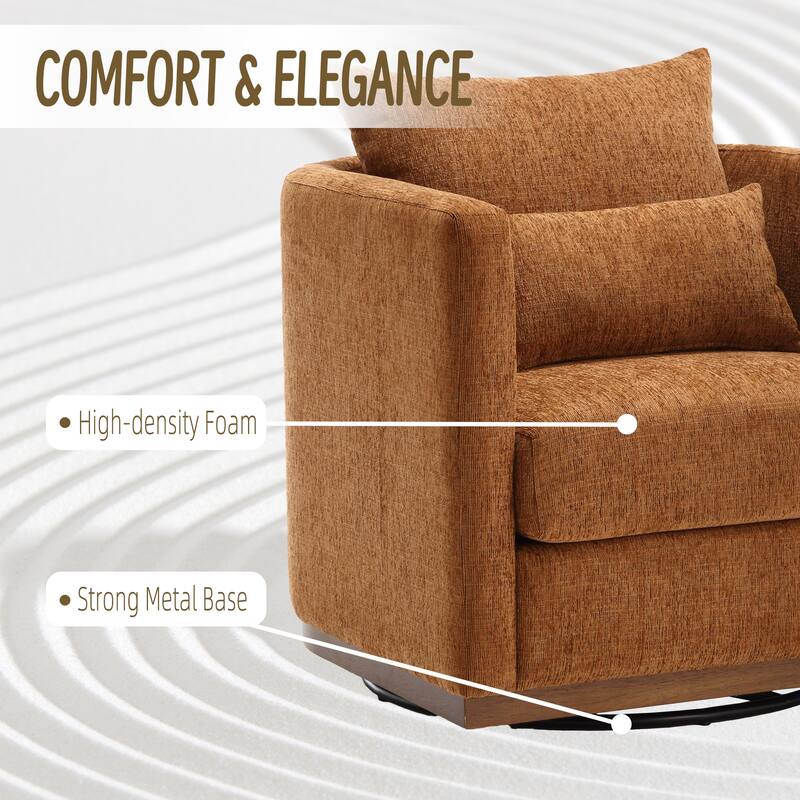 GDFStudio - Harper Chenille Swivel Barrel Chair with Sturdy Metal Base and Ergonomic Design