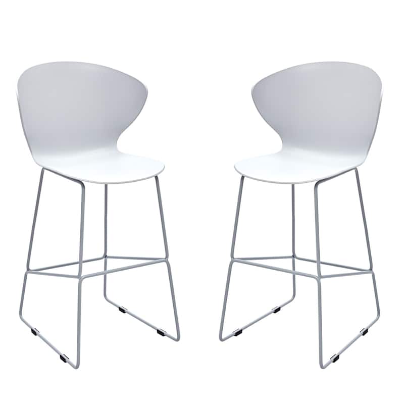 Set of 2 Contemporary Plastic Counter Height Bar Stools