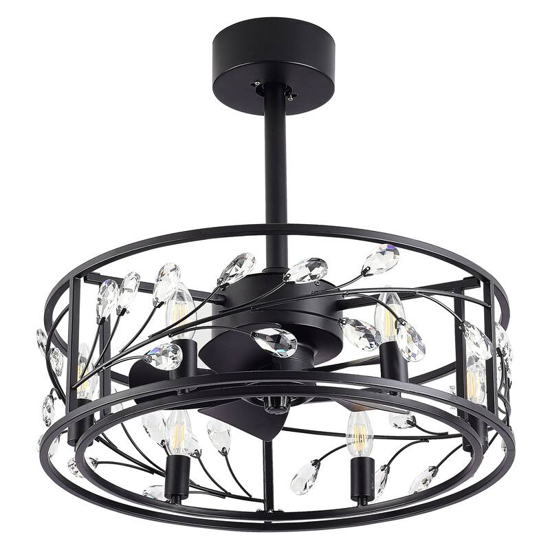 20 Inch Modern Caged Ceiling Fan with Light Kit and Remote